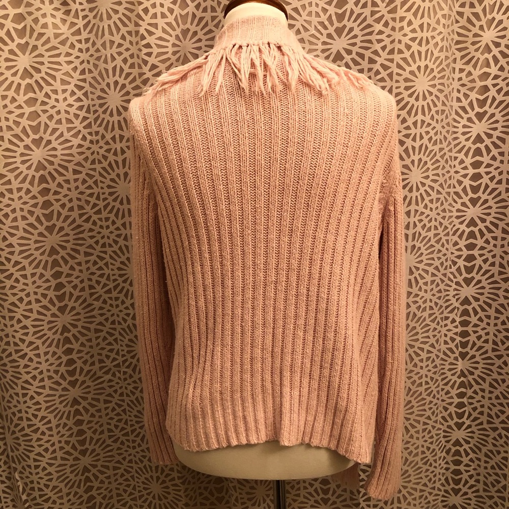 Villager Light Pink Fringe Open Front Sweater - Picture 5 of 6